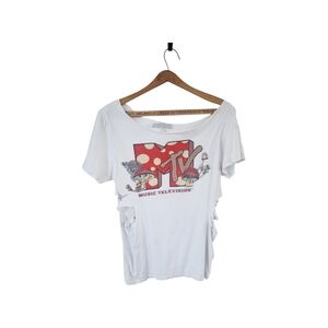 MTV Music Mushroom Distressed T-Shirt / Punk / Rocker Chic Size S